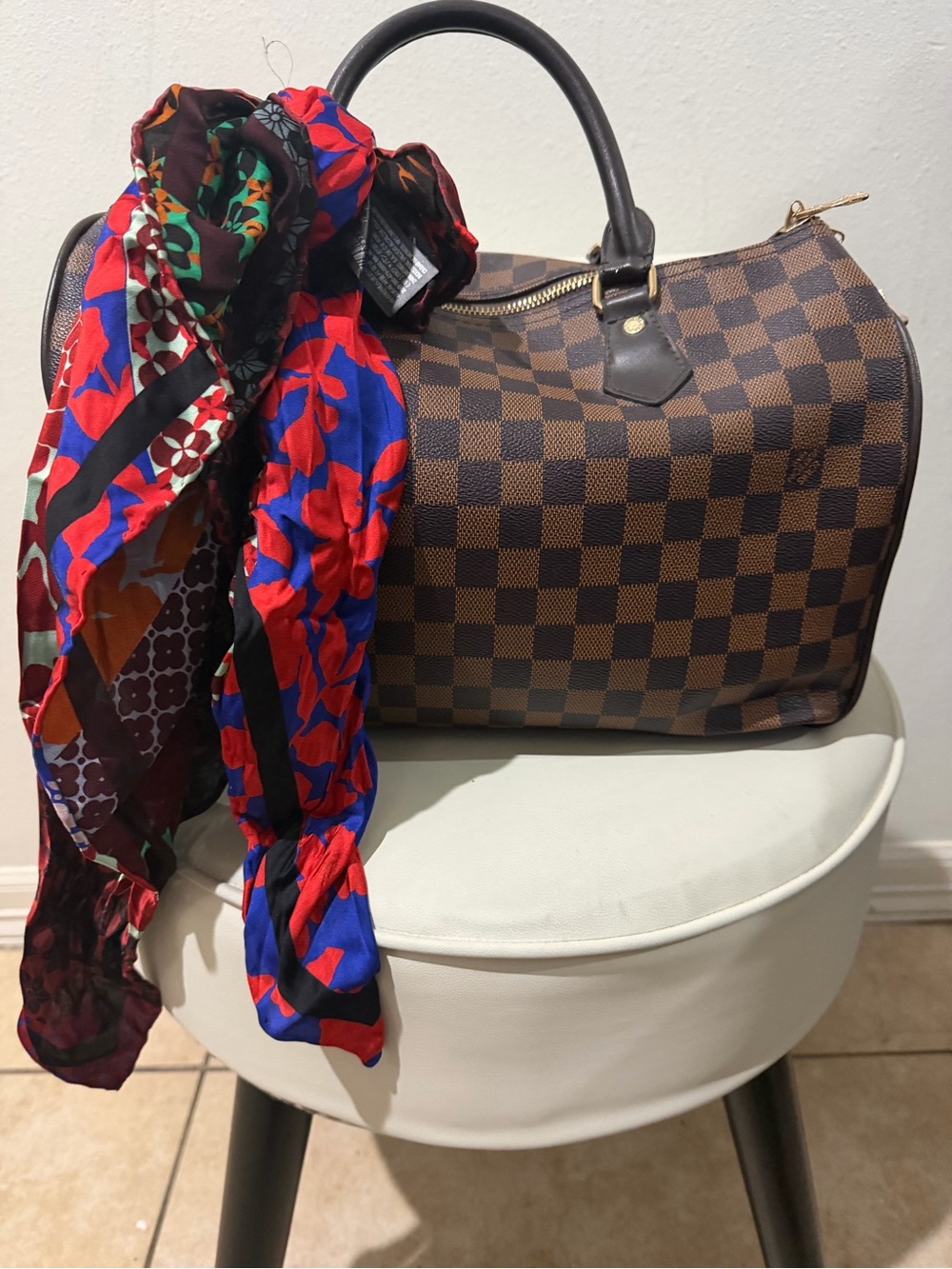 Brown Check Satchel Bag